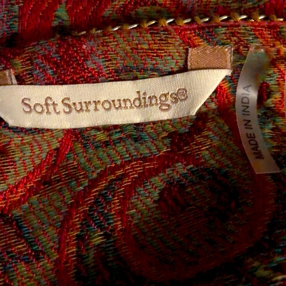 Soft Surroundings Pasha Pullover Red Paisley Tunic Imported Tunic Blouse Top M - Picture 9 of 11